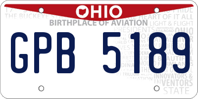OH license plate GPB5189