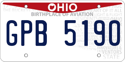 OH license plate GPB5190