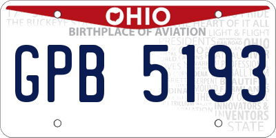 OH license plate GPB5193