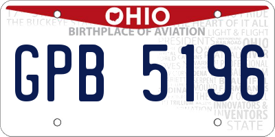 OH license plate GPB5196