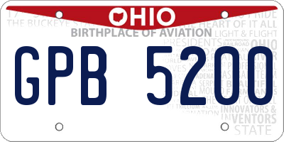OH license plate GPB5200