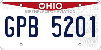 OH license plate GPB5201