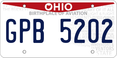 OH license plate GPB5202