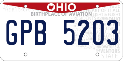 OH license plate GPB5203