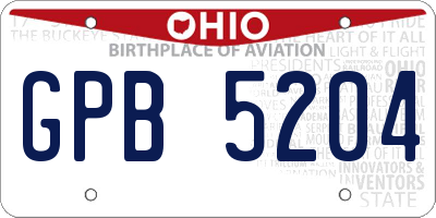 OH license plate GPB5204