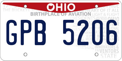 OH license plate GPB5206
