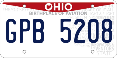 OH license plate GPB5208