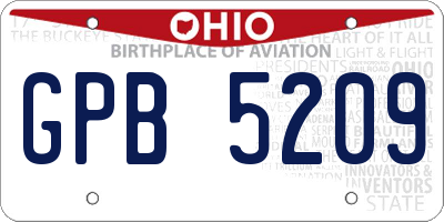 OH license plate GPB5209