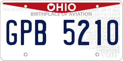 OH license plate GPB5210