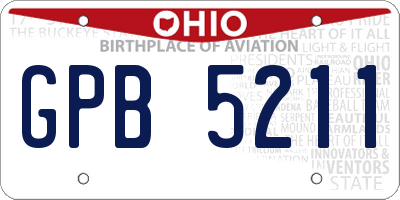 OH license plate GPB5211