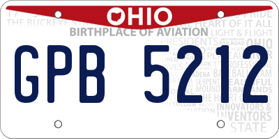 OH license plate GPB5212