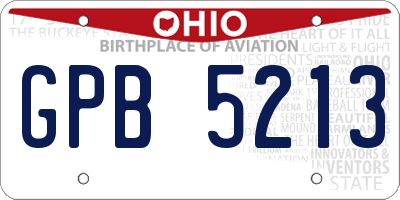 OH license plate GPB5213