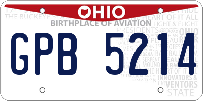 OH license plate GPB5214