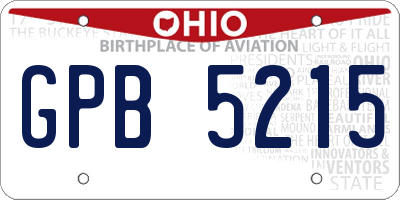 OH license plate GPB5215
