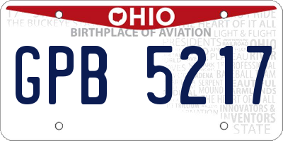 OH license plate GPB5217