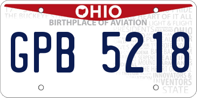 OH license plate GPB5218