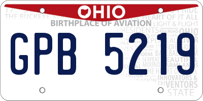OH license plate GPB5219
