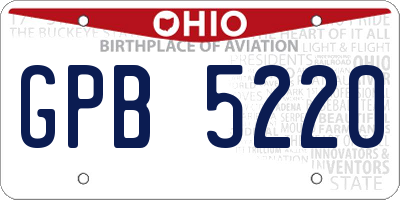 OH license plate GPB5220
