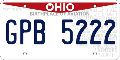 OH license plate GPB5222