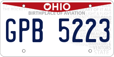 OH license plate GPB5223