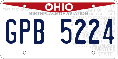 OH license plate GPB5224
