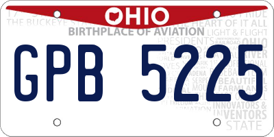OH license plate GPB5225