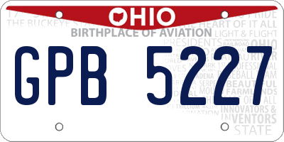 OH license plate GPB5227