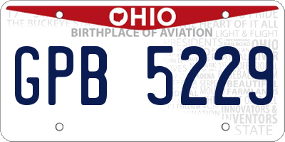 OH license plate GPB5229