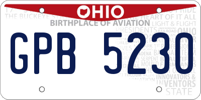 OH license plate GPB5230