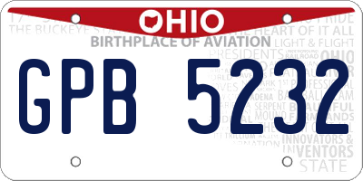 OH license plate GPB5232