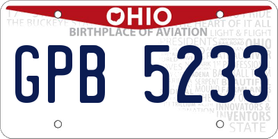 OH license plate GPB5233