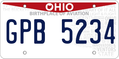 OH license plate GPB5234