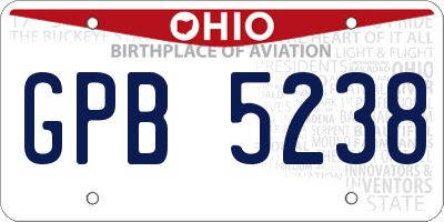 OH license plate GPB5238