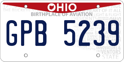 OH license plate GPB5239