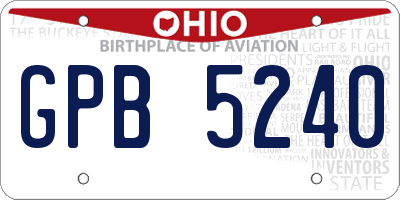 OH license plate GPB5240