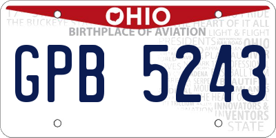 OH license plate GPB5243