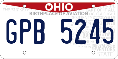 OH license plate GPB5245