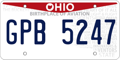 OH license plate GPB5247