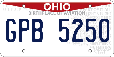 OH license plate GPB5250