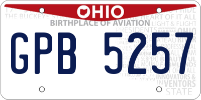 OH license plate GPB5257