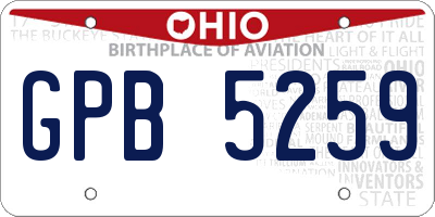 OH license plate GPB5259