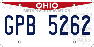 OH license plate GPB5262