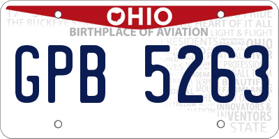 OH license plate GPB5263