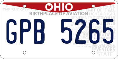 OH license plate GPB5265