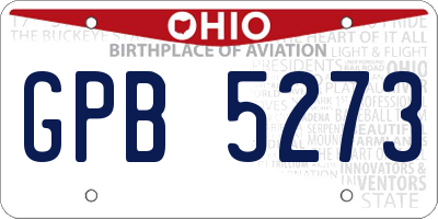 OH license plate GPB5273