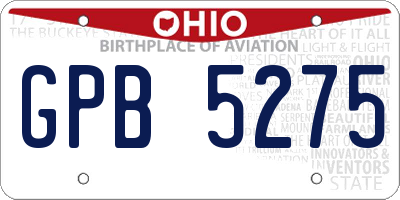 OH license plate GPB5275