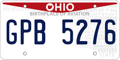 OH license plate GPB5276