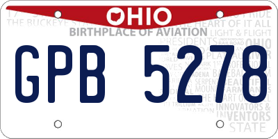 OH license plate GPB5278