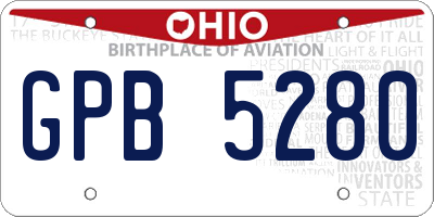 OH license plate GPB5280