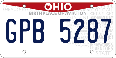 OH license plate GPB5287